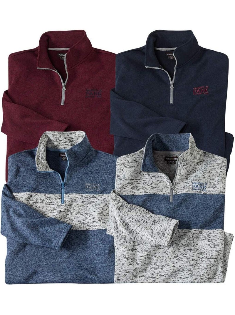 Set van 4 sweaters van molton - ATLAS FOR MEN Blauw Rood Grijs - Kiabi