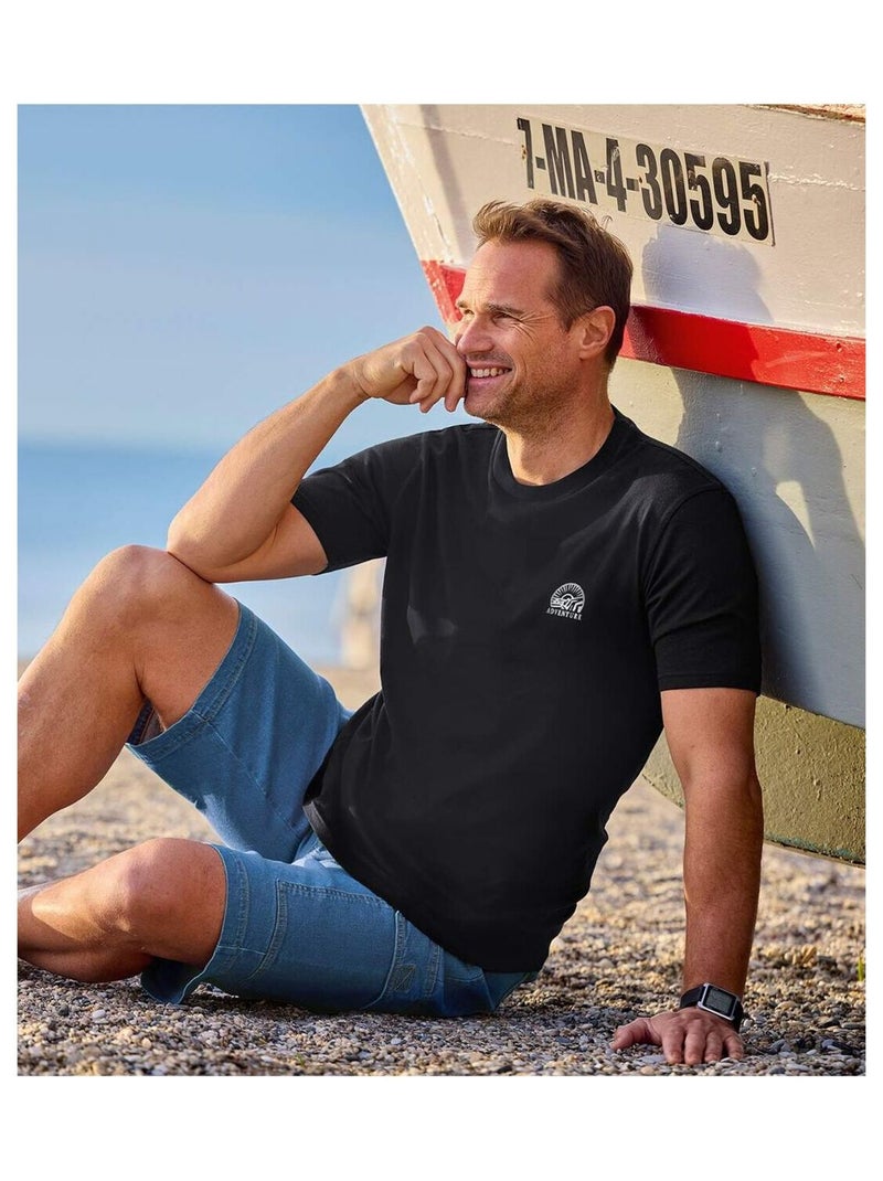 Set van 4 T-shirts Adventure - ATLAS FOR MEN Blauw Geel Zwart - Kiabi