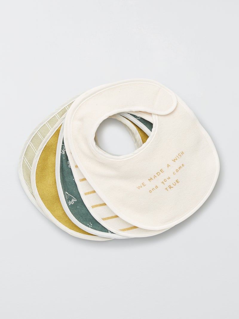 Set van 5 badstof slabbetjes GROEN - Kiabi