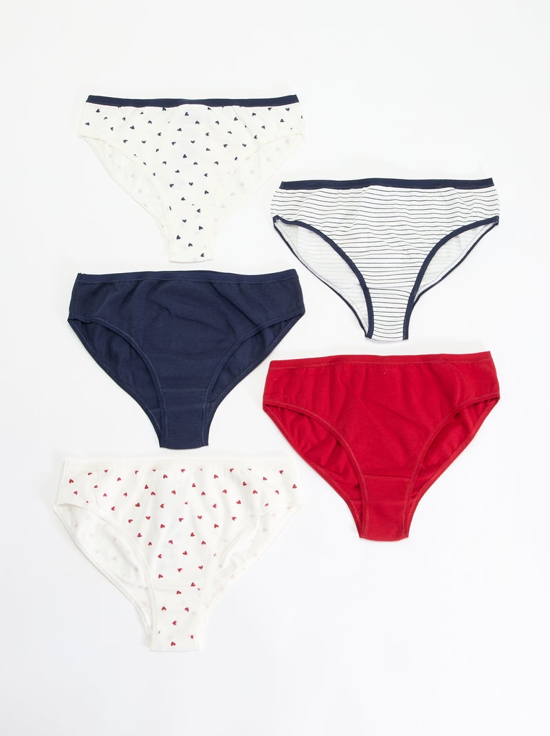 Set van 5 bedrukte slipjes Wit - Kiabi