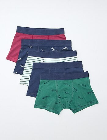 Setje met 5 effen en bedrukte boxershorts