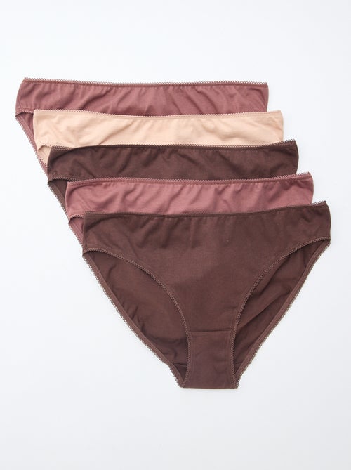 Set van 5 effen katoen onderbroekjes - Kiabi