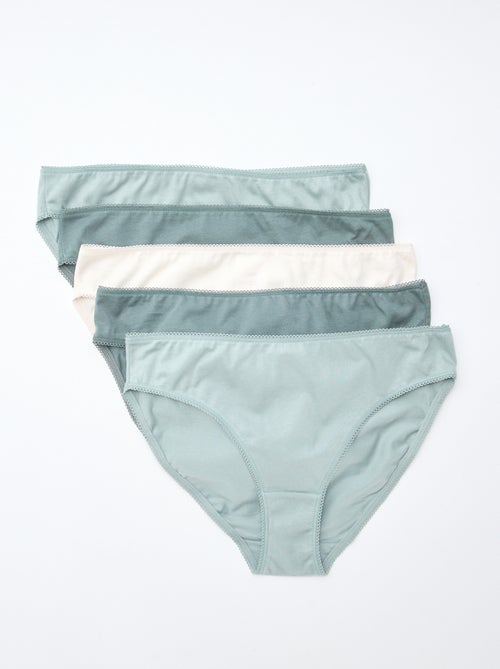 Set van 5 effen katoen onderbroekjes - Kiabi