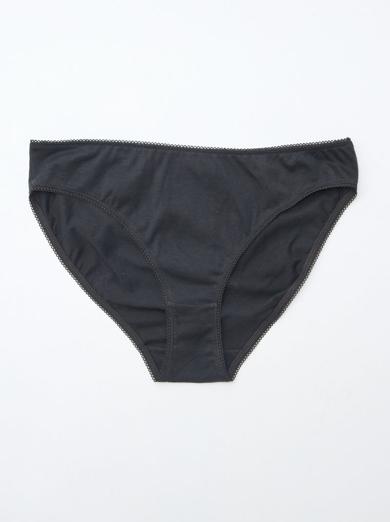 Set van 5 effen katoen onderbroekjes zwart - Kiabi