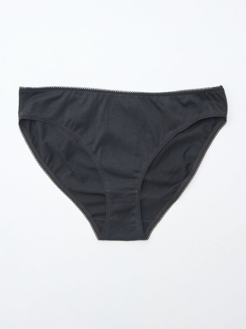 Set van 5 effen katoen onderbroekjes zwart - Kiabi