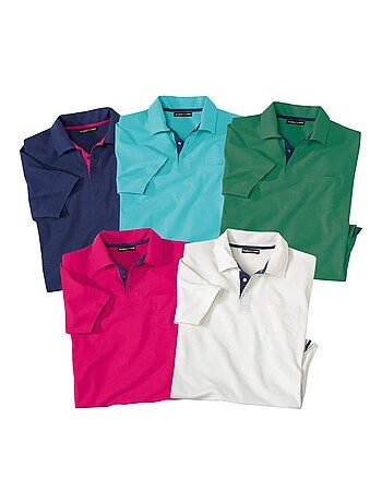 Set van 5 effen polo's Summer - ATLAS FOR MEN