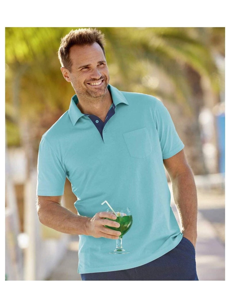 Set van 5 effen polo's Summer - ATLAS FOR MEN Wit Groen Blauw - Kiabi