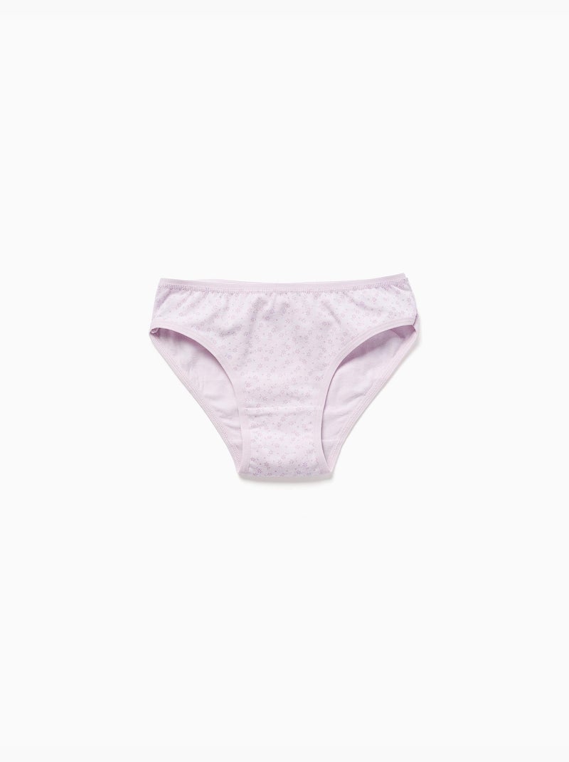 Set van 5 effen/bloemen slips Wit Roze - Kiabi