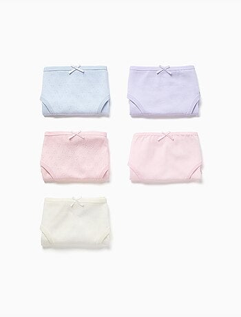 Set van 5 effen/jacquard slips