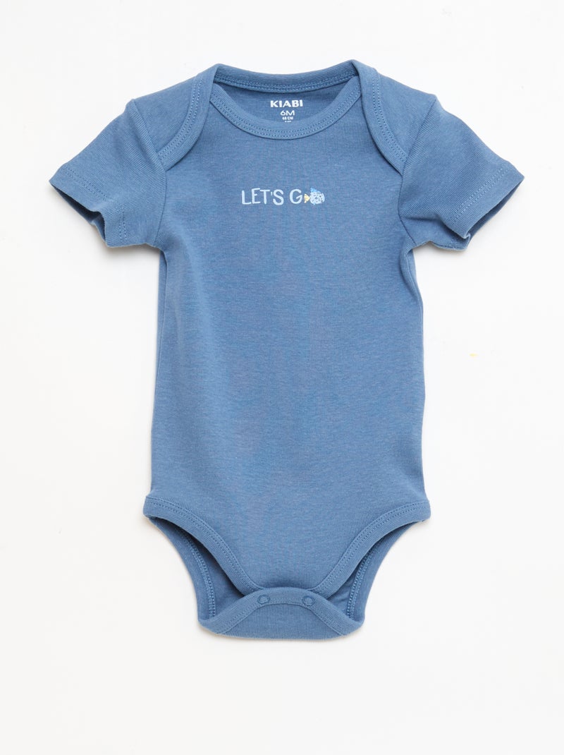 Set van 5 katoenen bodies met korte mouwen Blauw - Kiabi