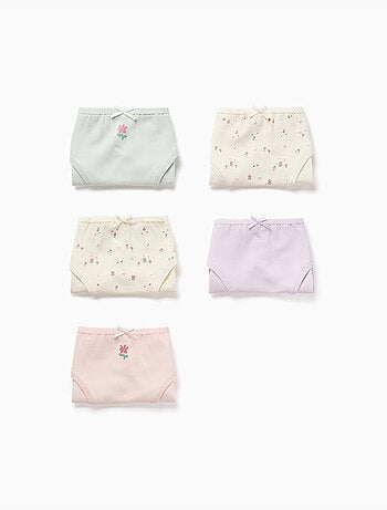 Set van 5 katoenen slipjes met bloemen