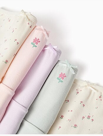 Set van 5 katoenen slipjes met bloemen