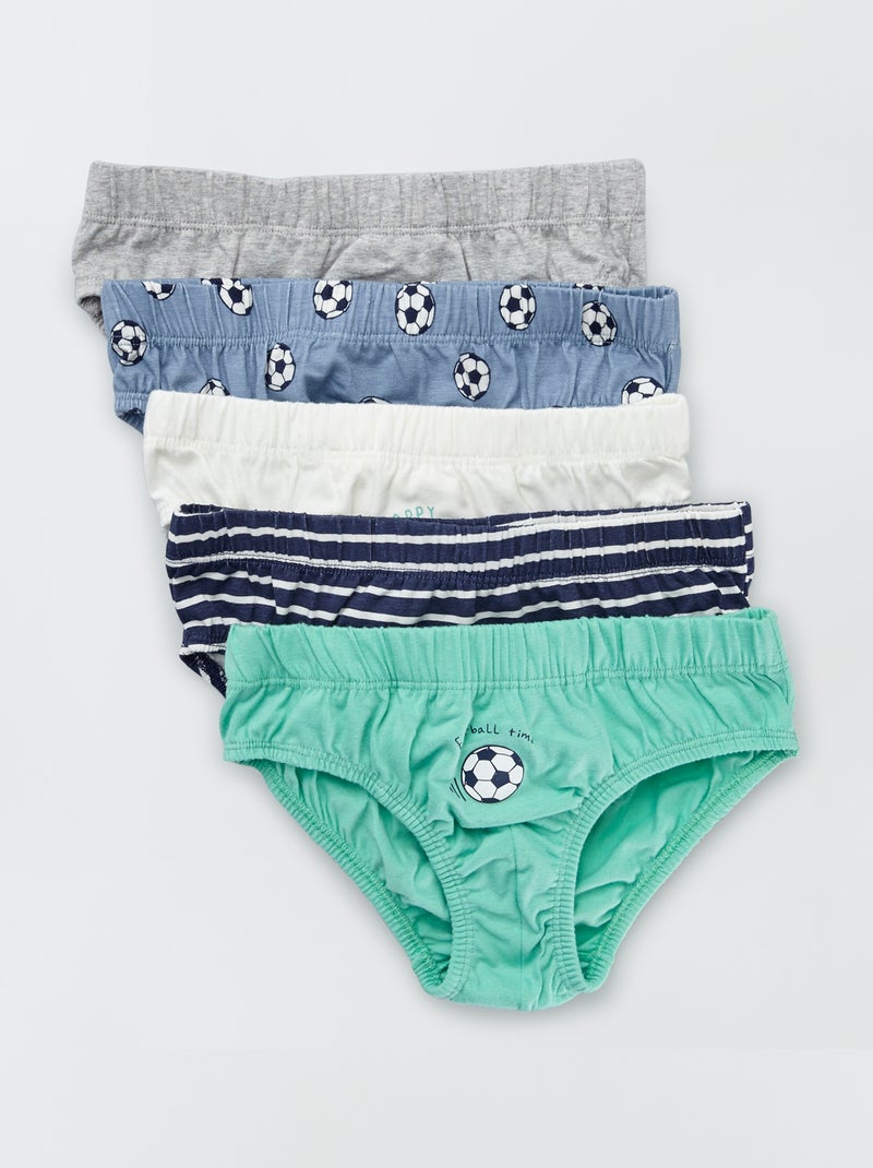 Set van 5 katoenen slips BLAUW - Kiabi