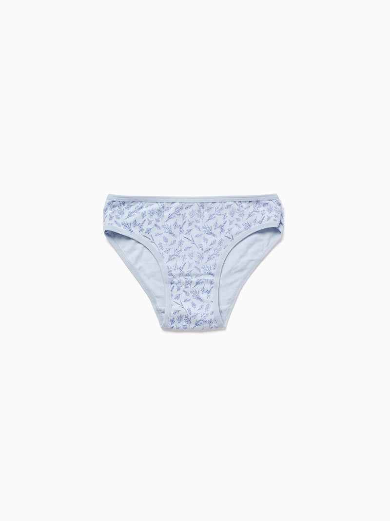 Set van 5 katoenen slips met bloemenprints Blauw Geel - Kiabi