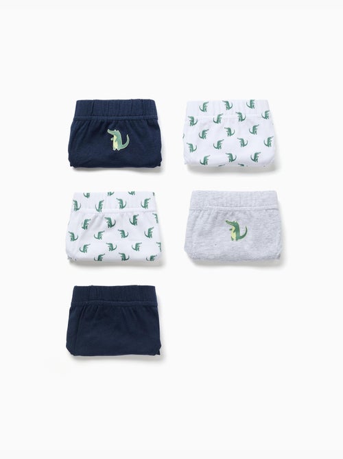Set van 5 katoenen slips met krokodilprints - Kiabi
