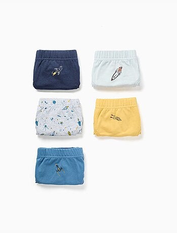 Set van 5 katoenen slips met raketprints