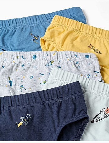 Set van 5 katoenen slips met raketprints
