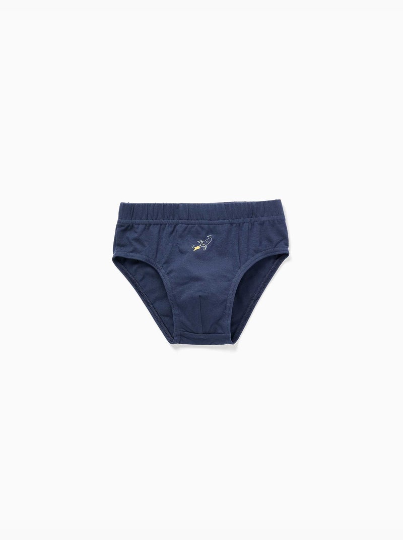 Set van 5 katoenen slips met raketprints Blauw Geel - Kiabi