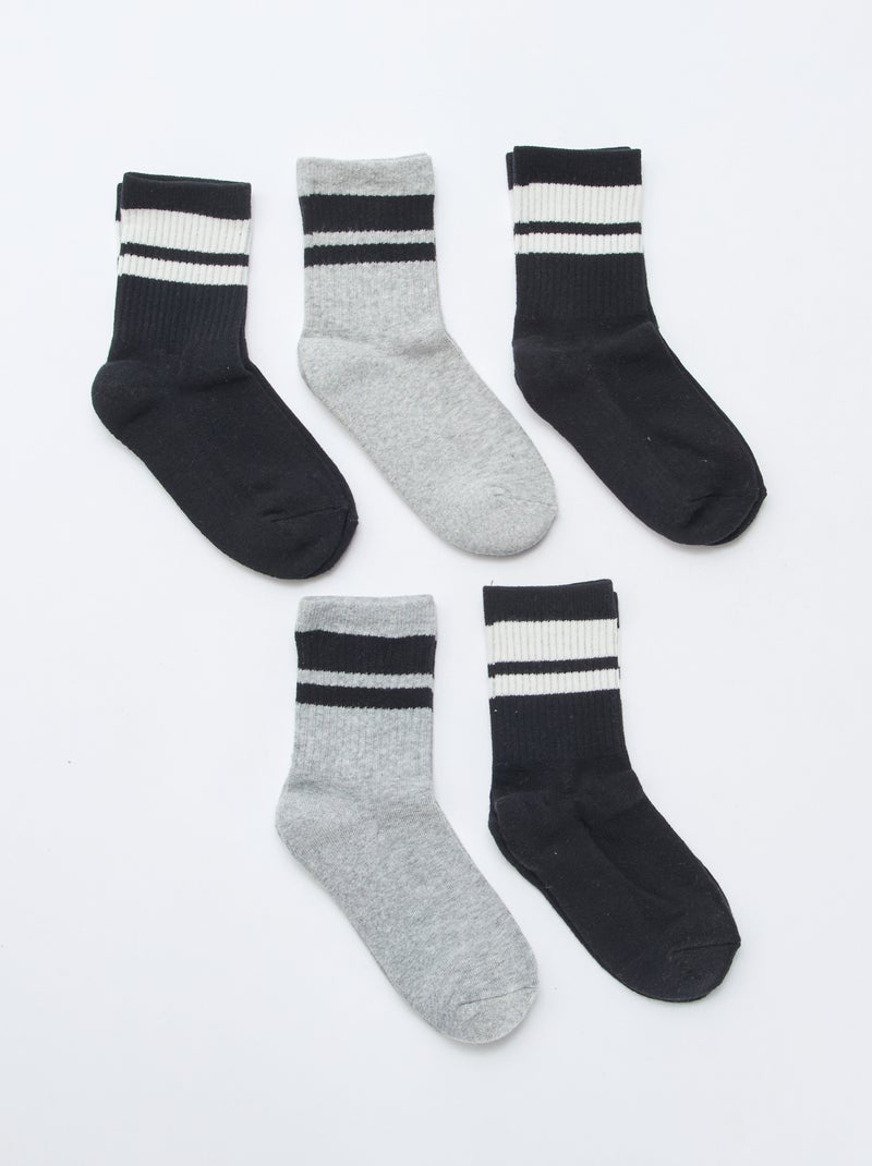Set van 5 katoenen sokken Zwart - Kiabi
