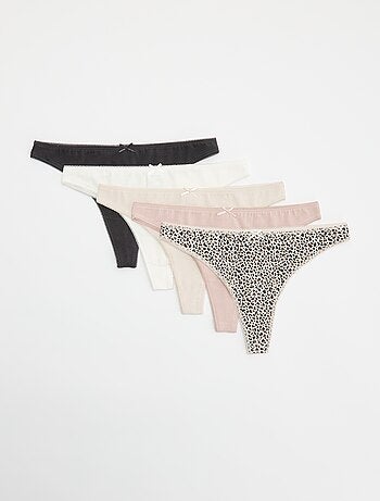 Set van 5 katoenen tanga's