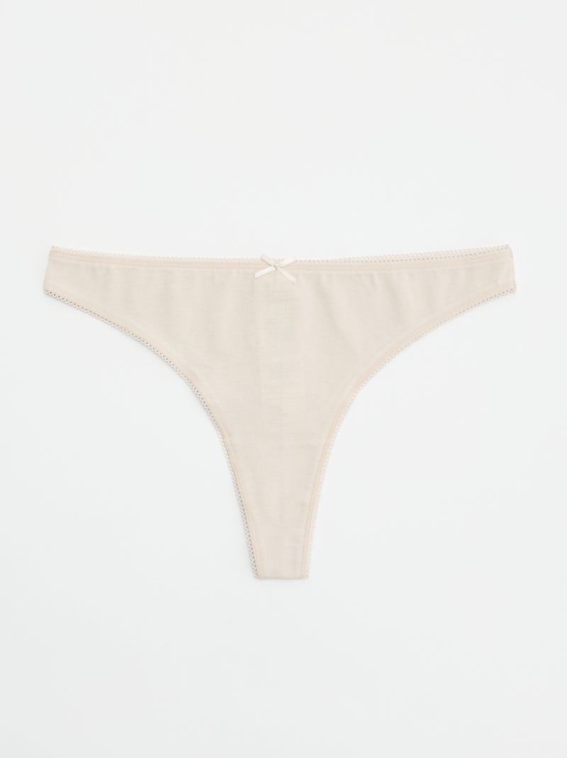 Set van 5 katoenen tanga's Biege - Kiabi