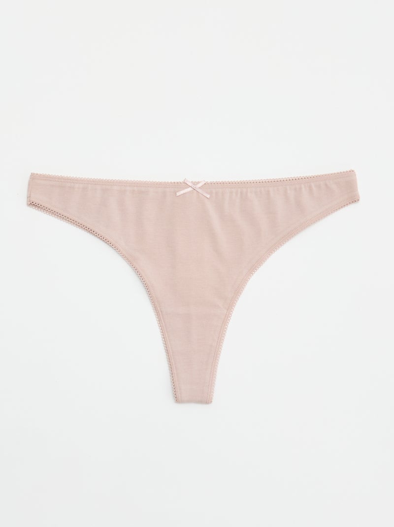 Set van 5 katoenen tanga's Biege - Kiabi