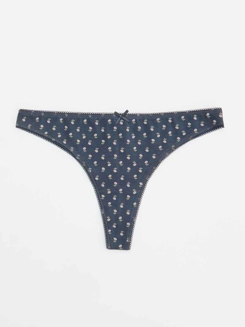 Set van 5 katoenen tanga's Blauw - Kiabi