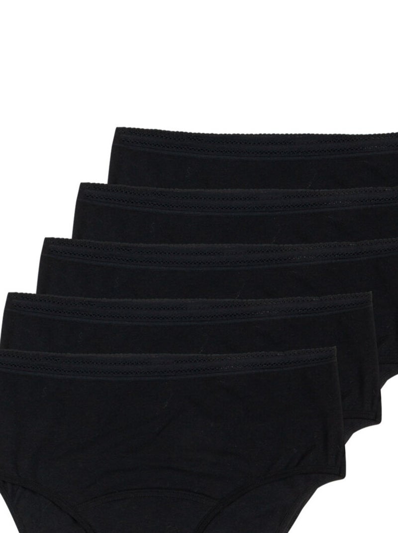 Set van 5 menstruatieslips met hoge taille dames athena Zwart - Kiabi