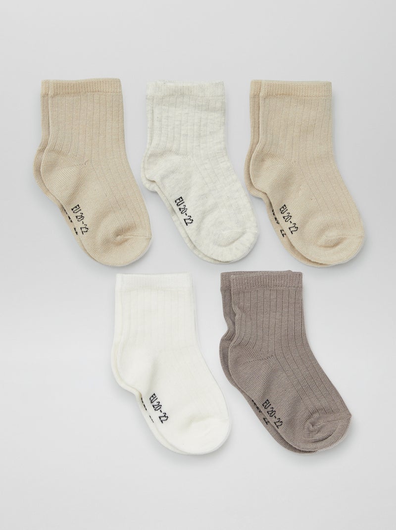 Set van 5 paar babysokjes BIEGE - Kiabi