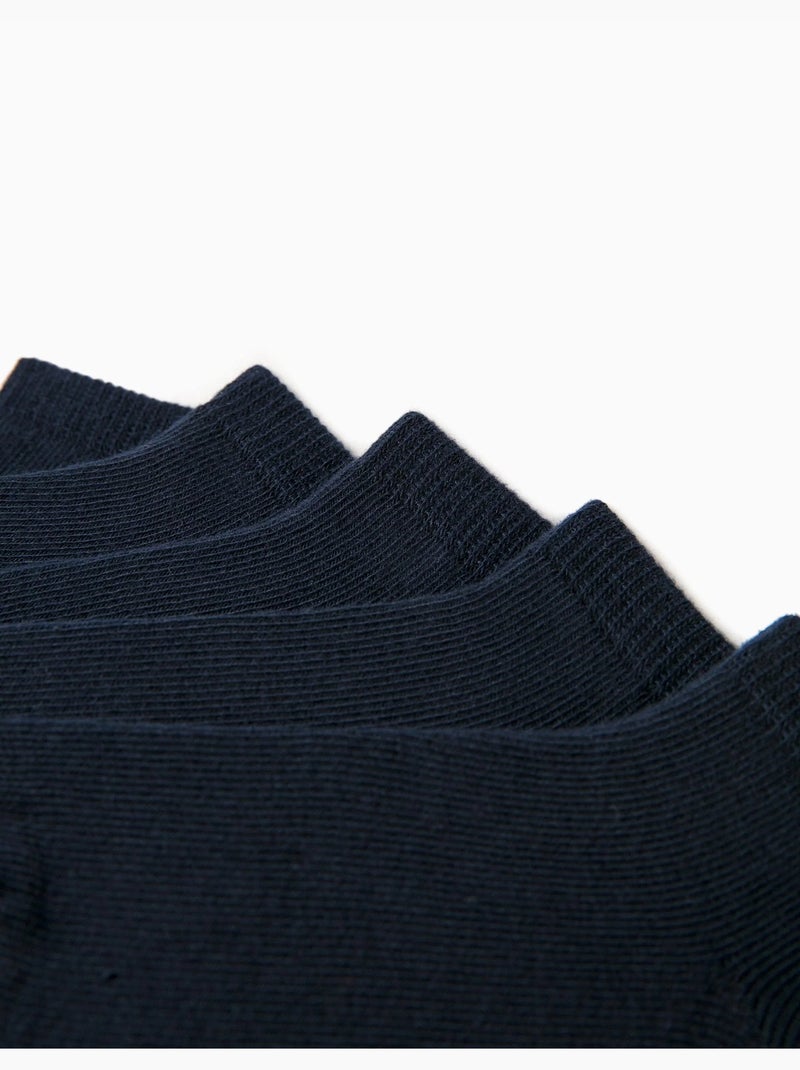 Set van 5 paar effen enkelsokken Donkerblauw - Kiabi