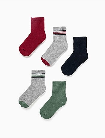 Set van 5 paar effen/gestreepte sokken