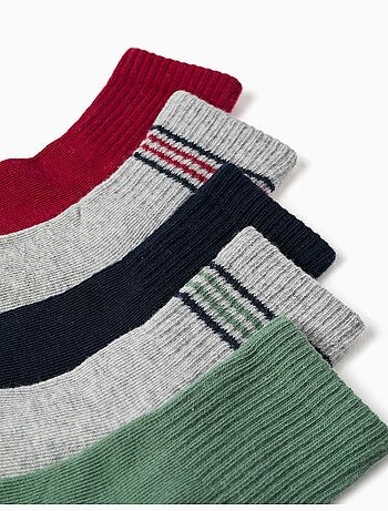 Set van 5 paar effen/gestreepte sokken