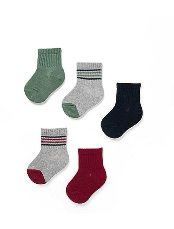 Set van 5 paar effen/gestreepte sokken