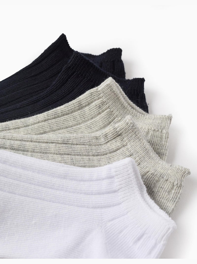Set van 5 paar geribbelde enkelsokken Multicolor - Kiabi