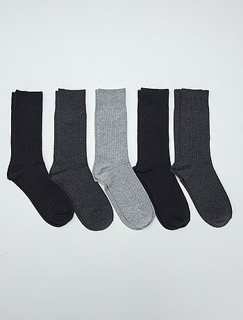 Set van 5 paar geribde sokken