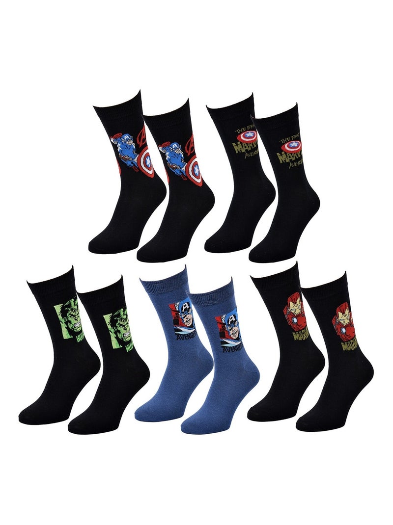 Set van 5 paar heren sokken MARVEL AVENGERS Zwart Multicolor Blauw - Kiabi