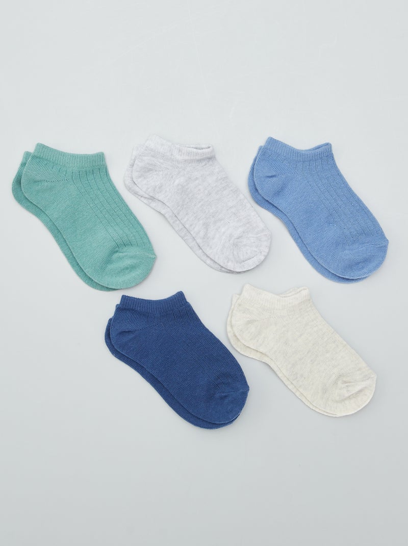Set van 5 paar onzichtbare sokken BLAUW - Kiabi