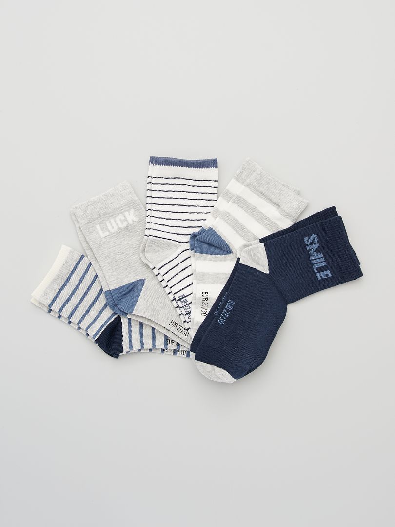 Set van 5 paar sokken blauw gestreept - Kiabi