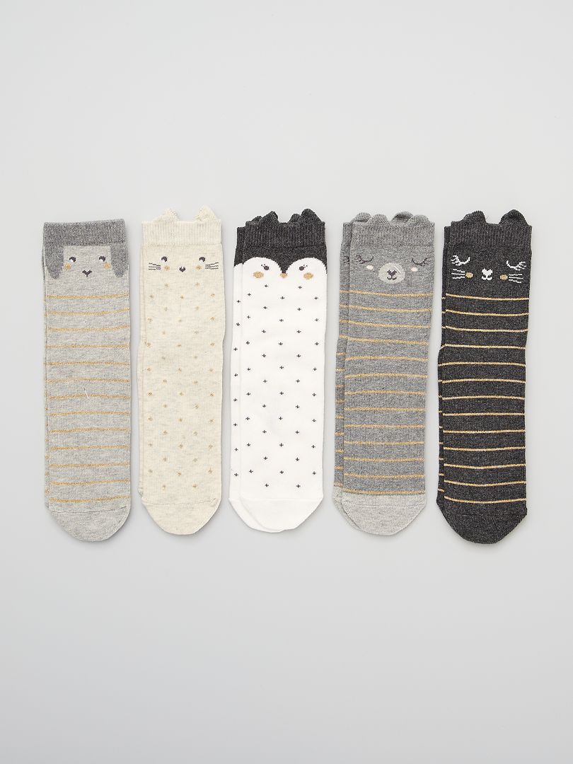 Set van 5 paar sokken met 'dieren' GEEL - Kiabi