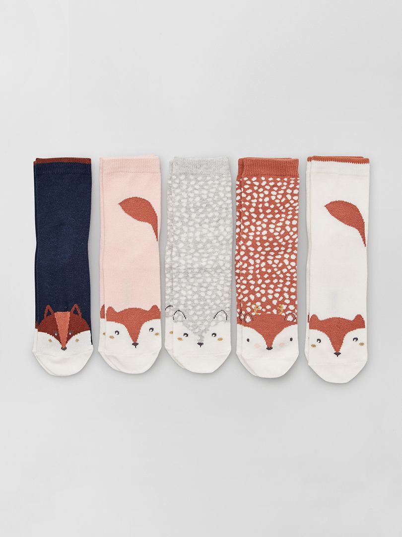 Set van 5 paar sokken met 'dieren' vos - Kiabi