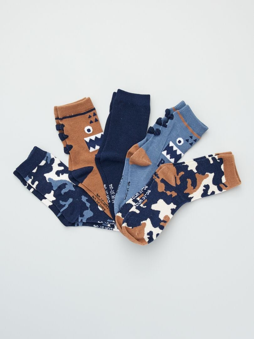 Set van 5 paar sokken met print BIEGE - Kiabi