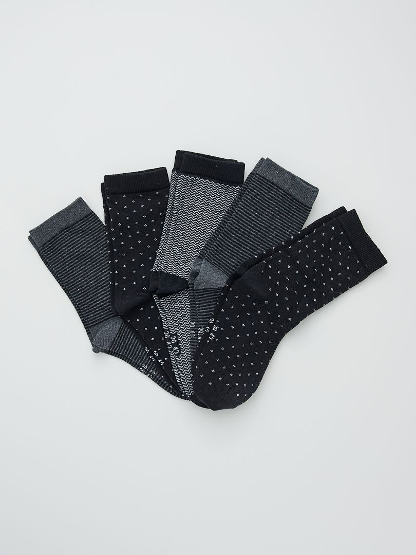 Set van 5 paar sokken met print GRIJS - Kiabi