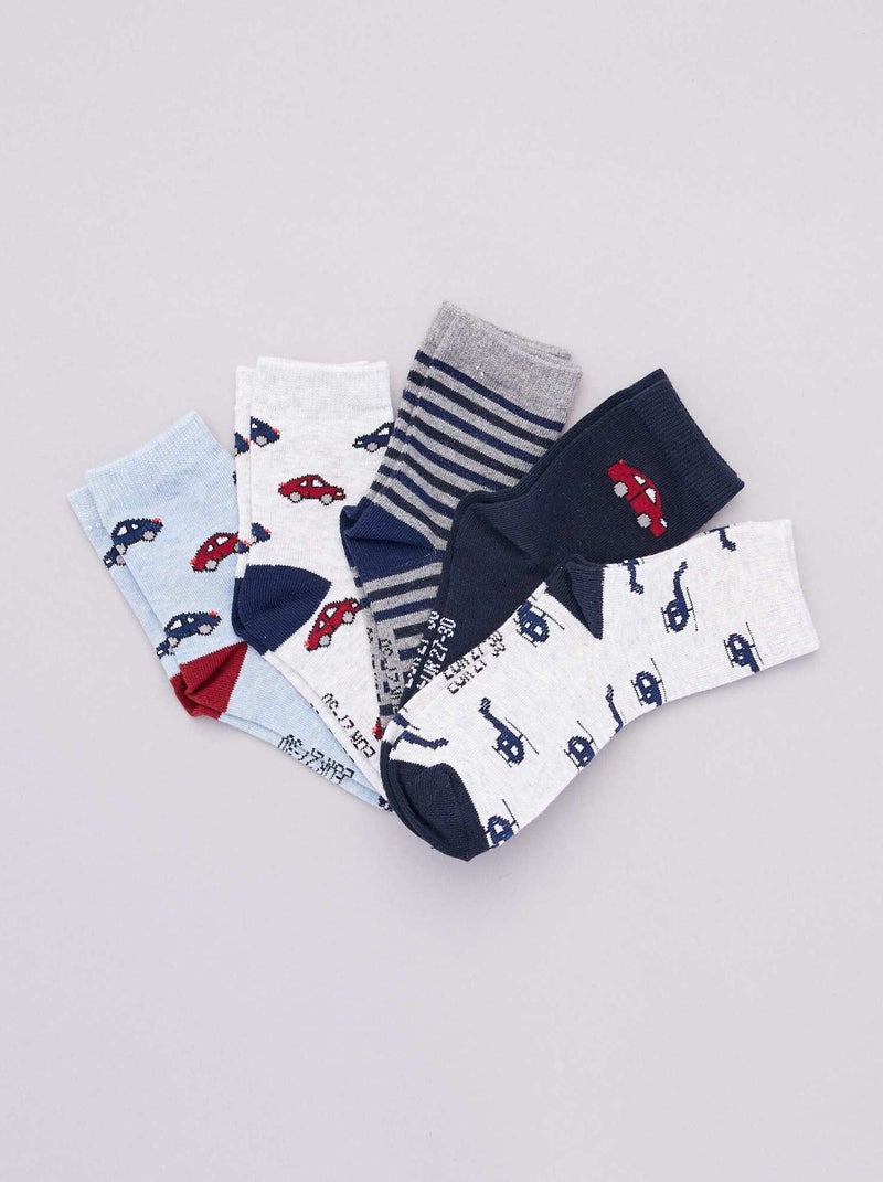 Set van 5 paar sokken met print ROOD - Kiabi