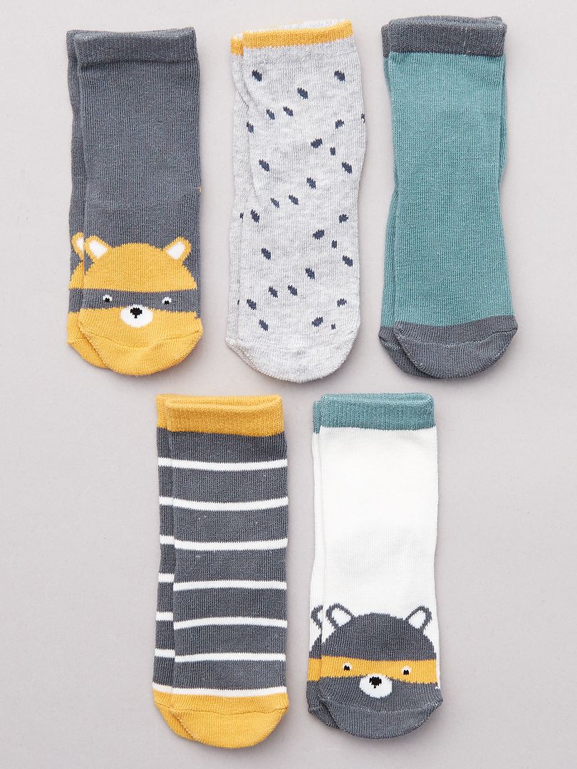 Set van 5 paar sokken met print ZWART - Kiabi
