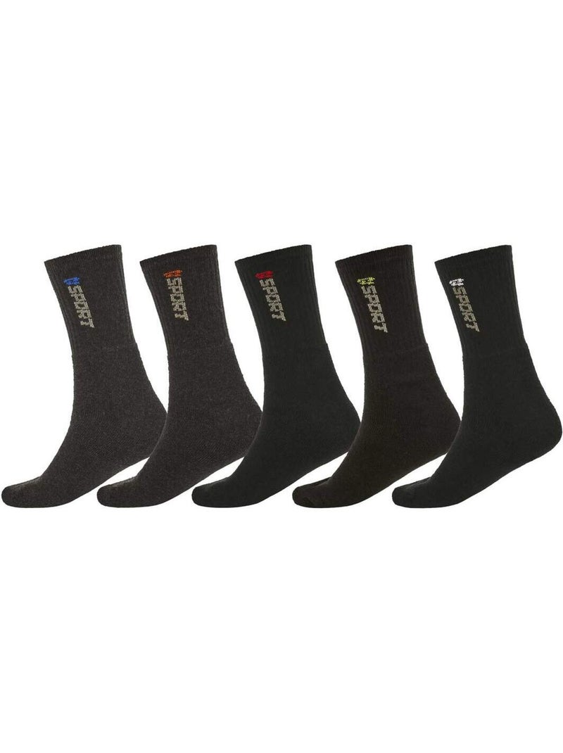 Set van 5 paar sportsokken  - ATLAS FOR MEN Grijs Blauw Zwart - Kiabi