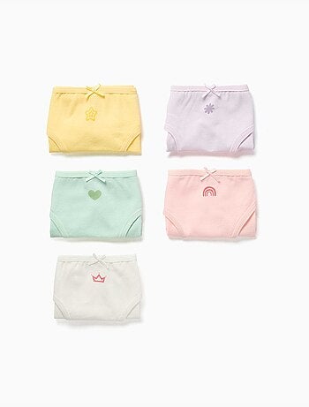 Set van 5 slips met prints en strikjes