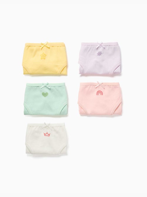Set van 5 slips met prints en strikjes - Kiabi Set van 5 slips met prints en strikjes - Kiabi