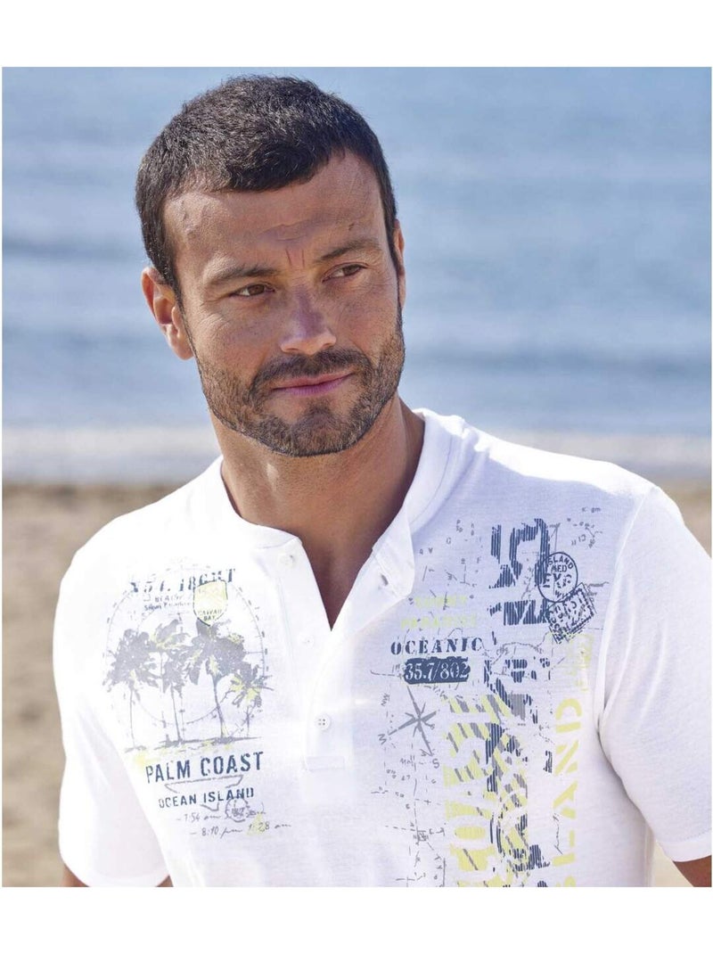 Set van 5 t-shirts met henley kraag oceanic - atlas for men Lichtgroen Wit Grijs - Kiabi
