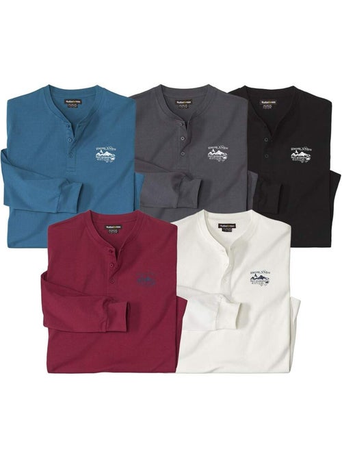 Set van 5 t-shirts met lange mouwen en henleykraag - atlas for men - Kiabi Set van 5 t-shirts met lange mouwen en henleykraag - atlas for men - Kiabi