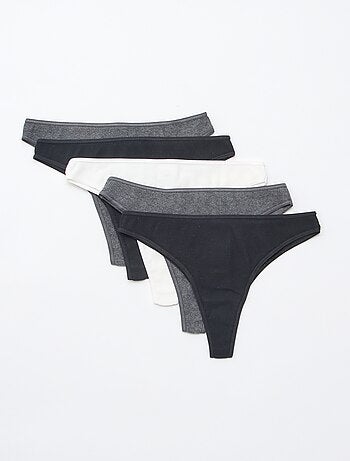 Set van 5 tanga's van ribtricot
